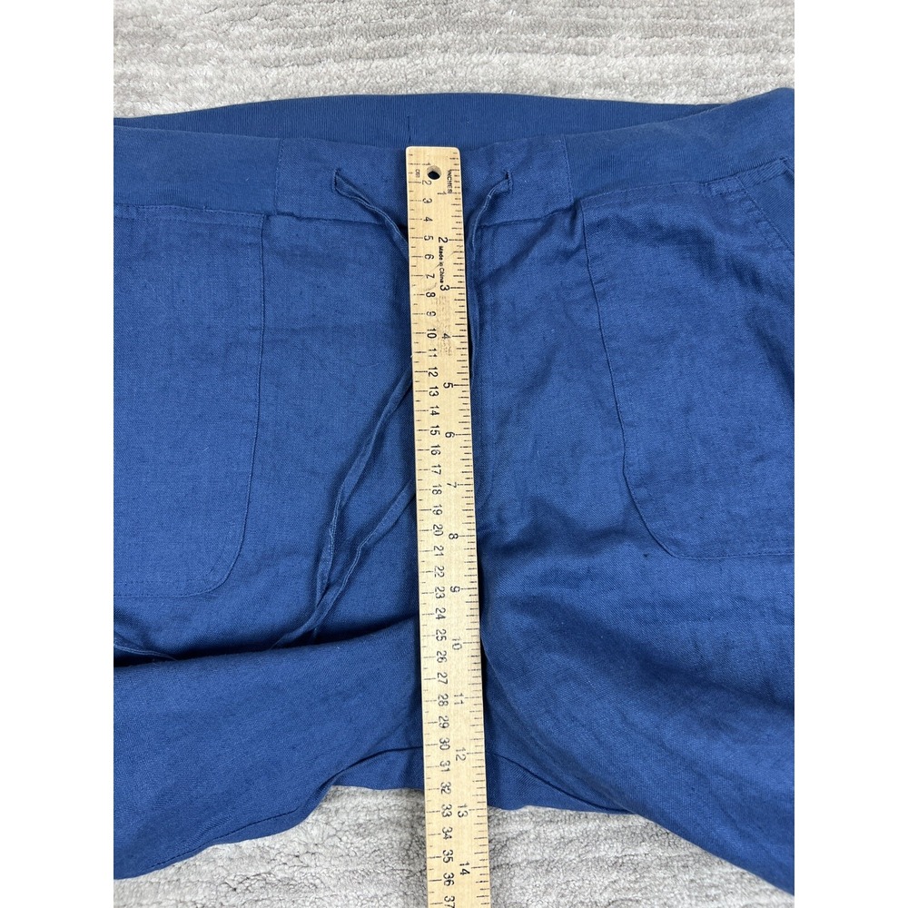 Weekend Choices Pants Womens L Blue Linen Cropped Wide Leg Drawstring‎ JLNP0165 - Picture 6 of 13